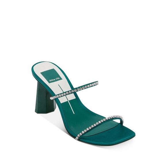 DOLCE VITA Womens Green Woven Padded Bambi Round Toe Stacked Heel Slip On Heeled M